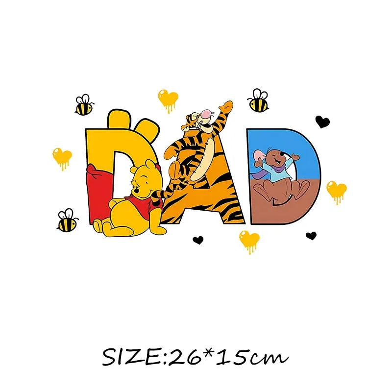 Mom Life Mother's DAY DAD Alphabets Mickey Minnie Iron on Transfers Heat Press Stickers for Clothes