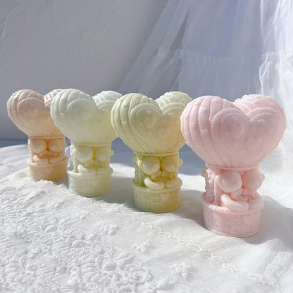 Teddy Bear in A Balloon Candle Mold Valentine's Day Gift idea sitting Bear Hot Air Balloon Silicone Mold Home Decor Wedding Gift