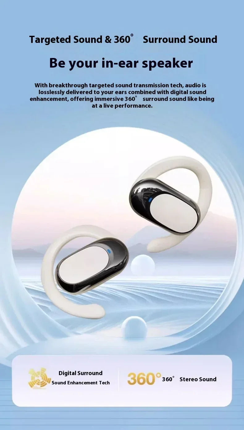 OWS Headphones Over-Ear Open-Ear Wireless Bluetooth Earphones Style Noise Cancellation Rotatable Feature With Mic Portable Audio