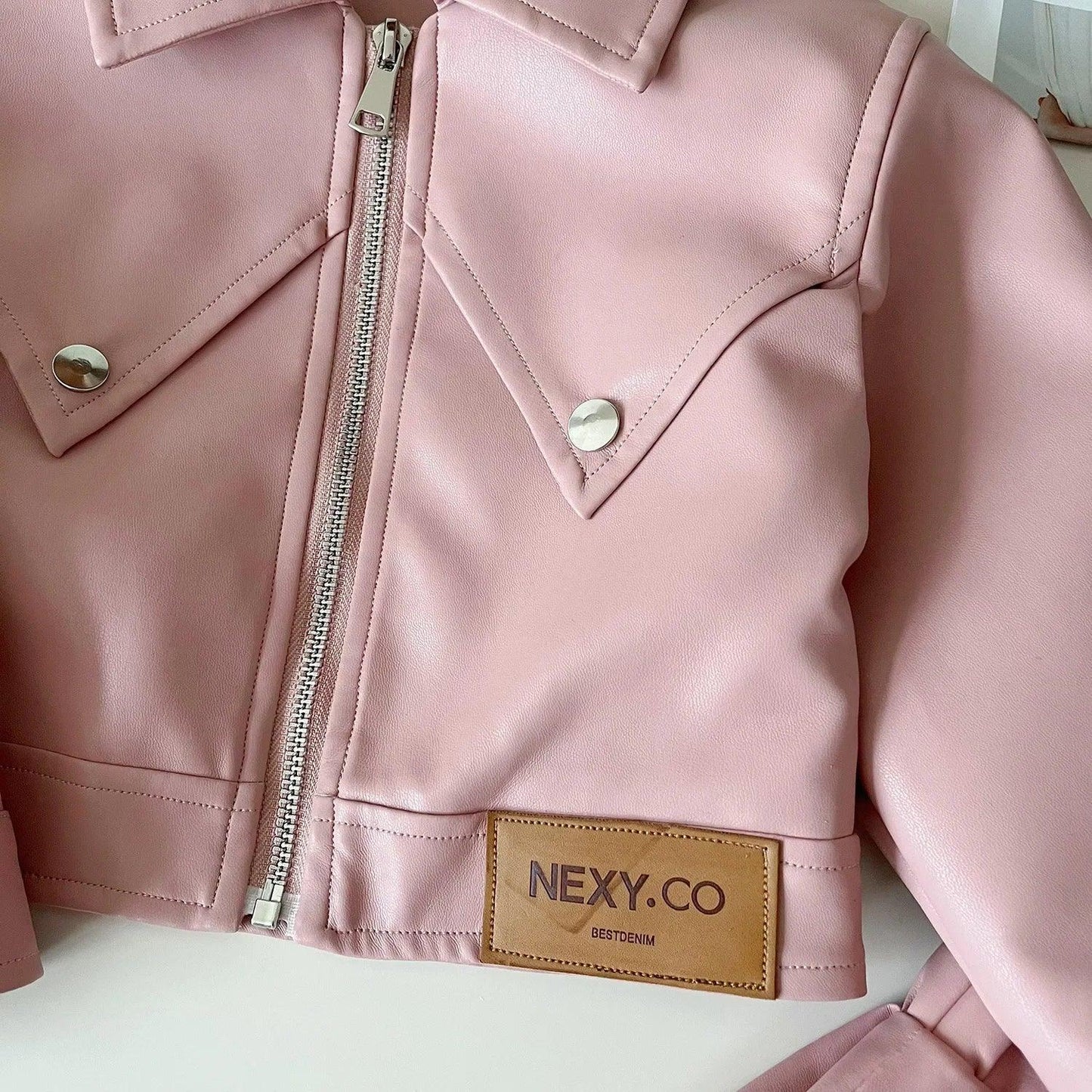 2024 Girls Baby Spring Autumn Winter PU Clothing Set Fashion Kids Leather Zipper Jackets+skirts Children 2pcs Birthday Clothes