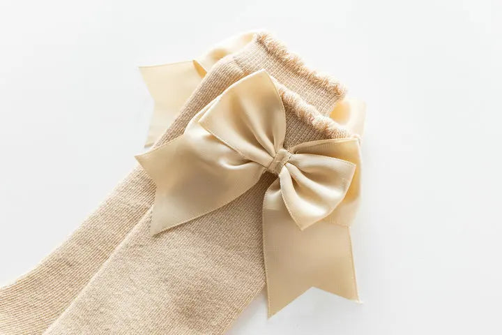 Winter Autumn Kids Knee High Socks Baby Girls Cotton Socks Big Bow Soft Toddlers Princess Children Long Socken For 0-5Years