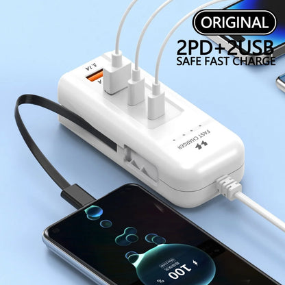 66W Muti Ports USB Type C Charger Socket EU/US/UK Fast Charging Plug Wall Adapter For Xiaomi Samsung Xiaomi Charger Power Strip