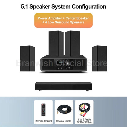 5.1 Channel Home Theater System 200W Peak Power Subwoofer Bluetooth 5.0 Wireless Microphone Wall Mount Speakers For Home KTV