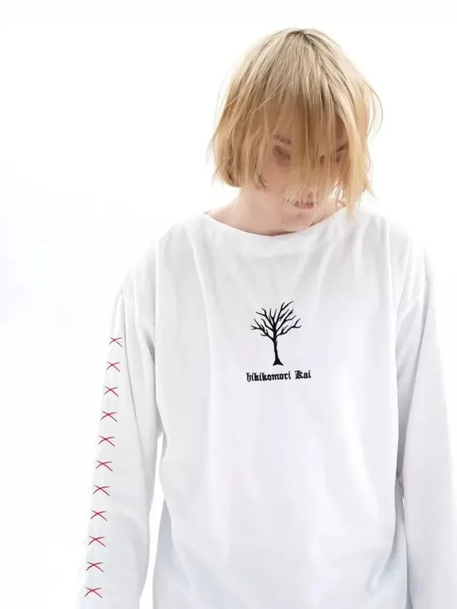Spring Autumn Pure Cotton Long Sleeve T-Shirt Street Style Casual Loose Fashionable Cool Top for Women Crew Neck Tee