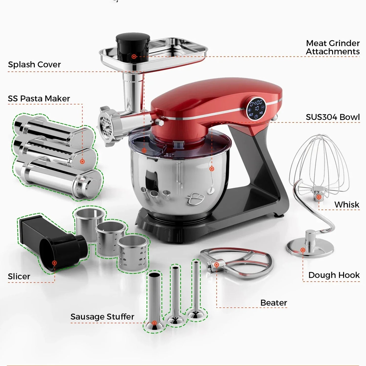 New Arrival High Quality 6.5L Stand Mixer Ultra-Silent Multifunction Home Type Dough Kneading Machine Mixing Bowl New Arrival