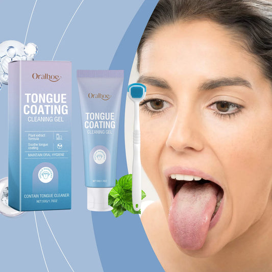 Tongue Cleaning Gel Set Bad Breath Inhibit Oral Bacteria Long Lasting Freshness Home Mouth Odor Eliminator Paste Toothbrush Kit by PDG ibma