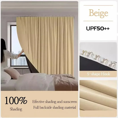 1PC 100% Blackout Curtain solid color High Shading Privacy Coated Insulated Lining Bedroom Living Room Partition Privacy Curtain