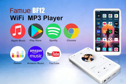 Famue BF12 4-inch 1080P MP4 Player, Android 10, Wi-Fi Bluetooth, YouTube Instagram Spotify Amazon Music Play Store Download