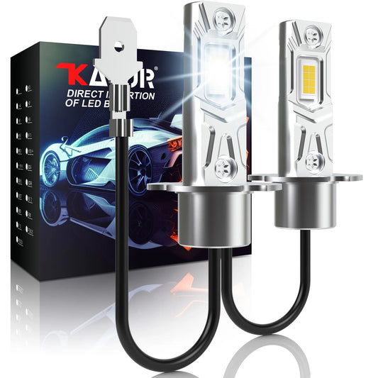 Katur 2Pcs Super LED H3 Fog Lamp Fanless H3 LED Canbus Mini Design 12V DC Car Driving Light Headlight Bulbs DRL 6000K White Bulb