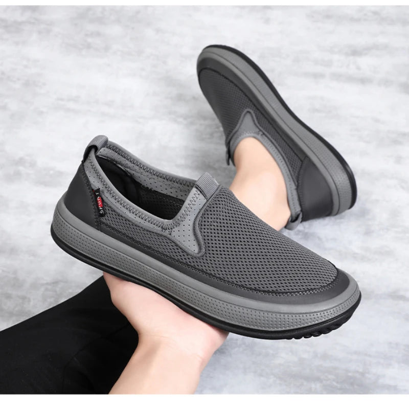Men's mesh shoes 2026 summer new solid color versatile single shoe breathable soft sole lightweight casual shoes
