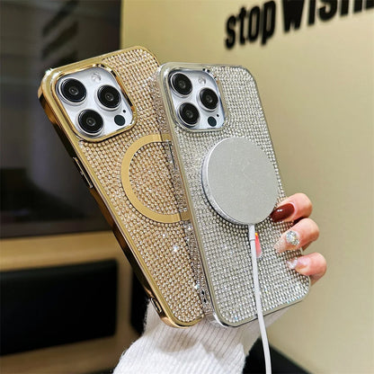Luxury Diamond For Magsafe Case for iPhone 15 16 17 Pro Max Plus Bling Shinny Magnetic Cover for iPhone 11 12 13 14 Pro Max