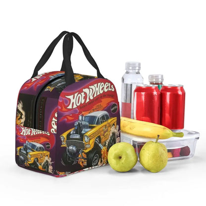Custom Hot Wheels For Fans Thermal Insulated Lunch Bag Cartoon Sport Car Portable Lunch Container Travel Multifunction Food Box