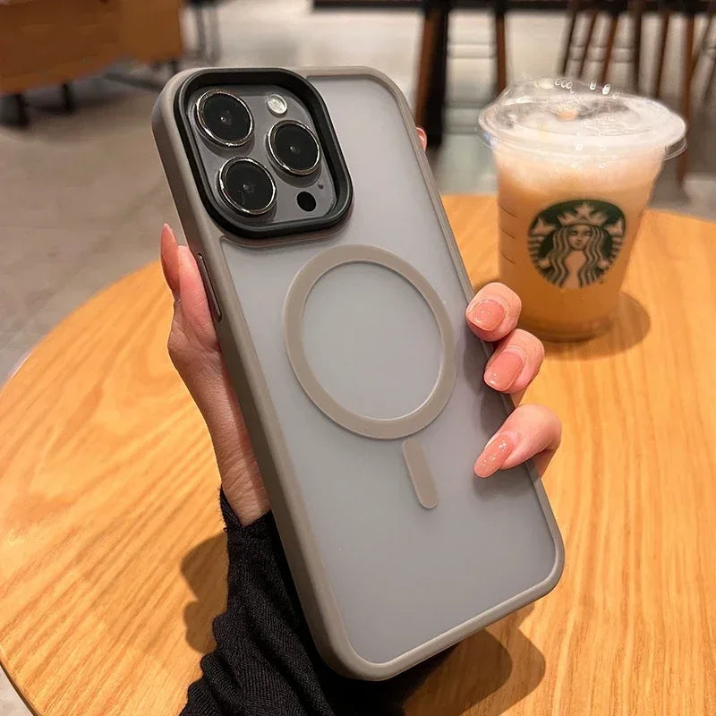 Luxury Wireless Charge Magsafe Transparent Phone Case For iPhone 11 12 13 14 15 16 Pro Max Plus Magnetic Matte Bumper Cover