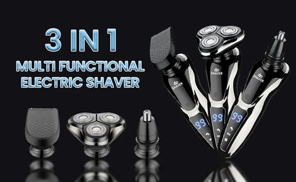 Rechargeable Electric Shaver for Men All in One Trimmer Set with Nose Trimmer Sideburns Trimmer Face Cleaning Brush