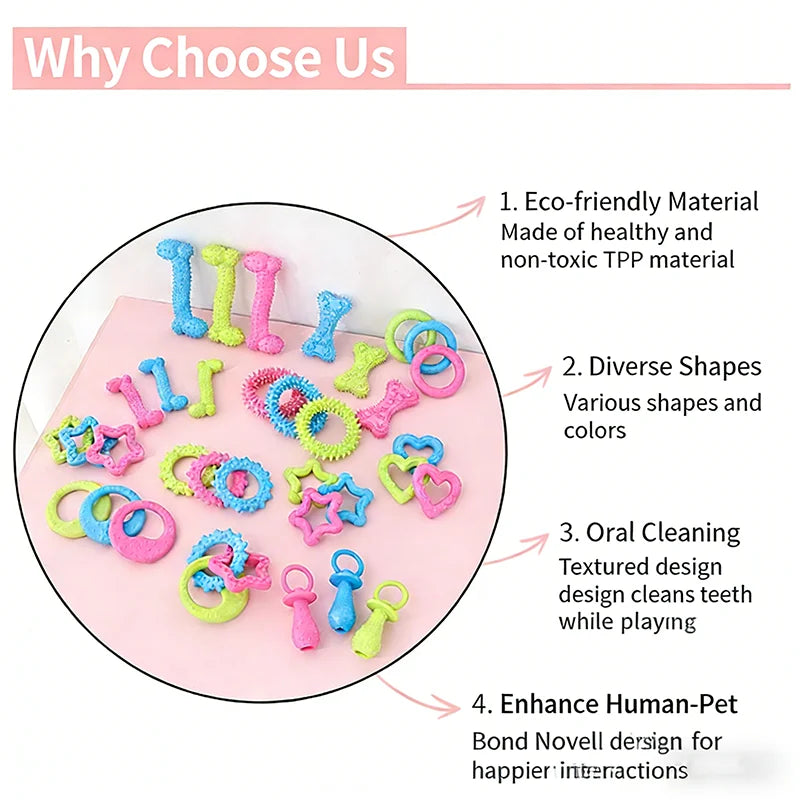 Pet Chew Toys Set Bone Pacifier Thorn Ring TPR Dog Molar Stick Teeth Cleaning Bite Resistant Puppy Teething Toy Boredom Relief