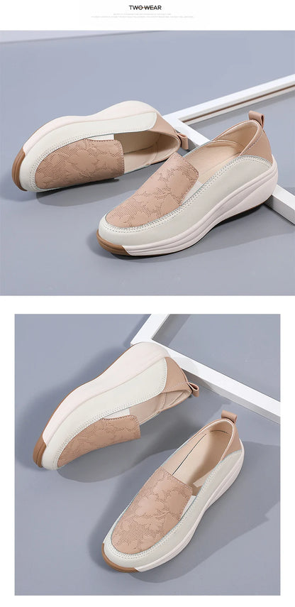 New women's 43 casual shoes, 100% genuine leather breathable and fashionable leather shoes for walking