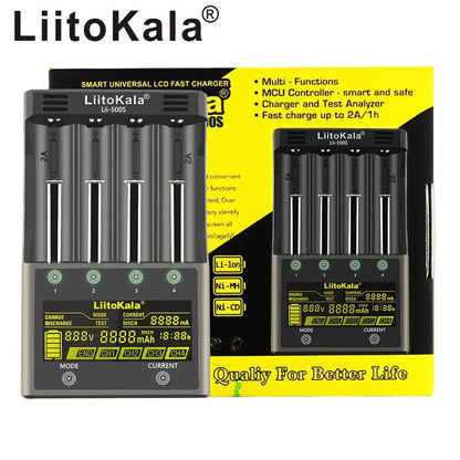 LiitoKala lii-500S lii-500 lii-600 LCD 3.7V 1.2V 18650 26650 21700 Battery Charger with screen Test the battery capacity