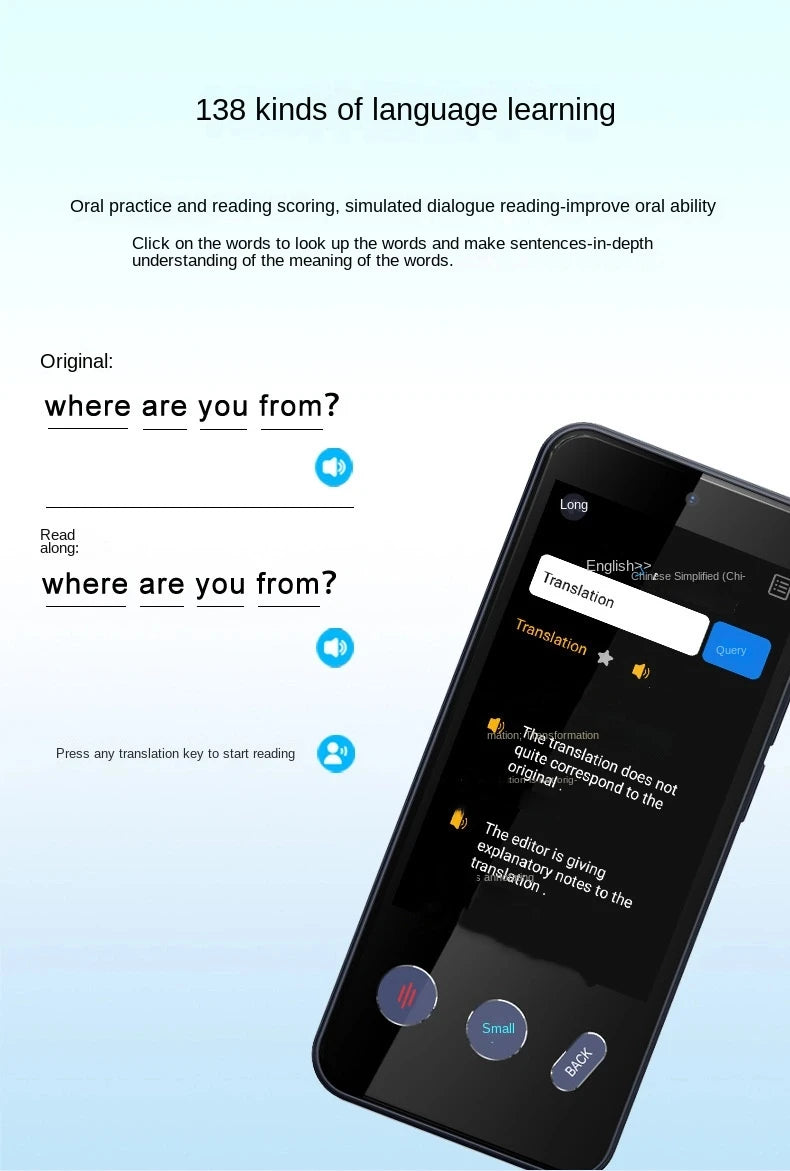 Smart Translator Z9 Global Languages Voice Intelligent Online Translation Machine Speech Translate Device Support 4G SIM Card