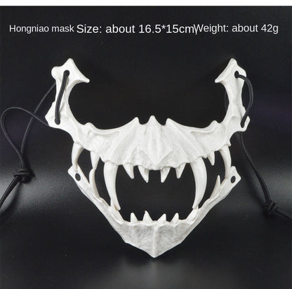 Halloween Mask Half-face Mask Cos Dragon God Fierce Tiger Night Fork Tengu Man Wolf Mask Performance Skull Masks