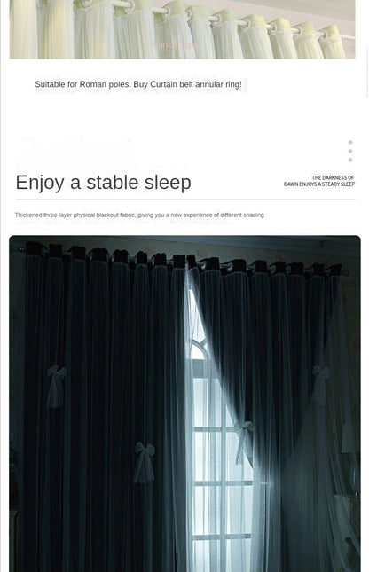 Nordic Style Solid Color Cloth Yarn Integrated Blackout Curtain Modern Bedroom Shade Curtains Living Room Luxury 나비주름 커튼 Шторы