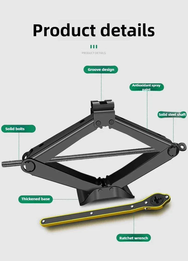 BAOLIAN Car Scissor Jack 3T Auto Emergency Lift Stand Labor-Saving Repair & Tire Replacement Tool and Wrench for SUV Vehicles