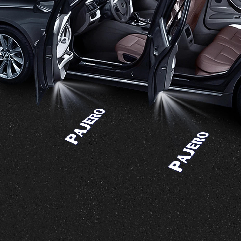 2X LED Car Door Courtesy Welcome Lamp Ghost Shadow Light Bulbs Accessories For Mitsubishi Pajero V87 V93 V97 V80 Montero Grandis