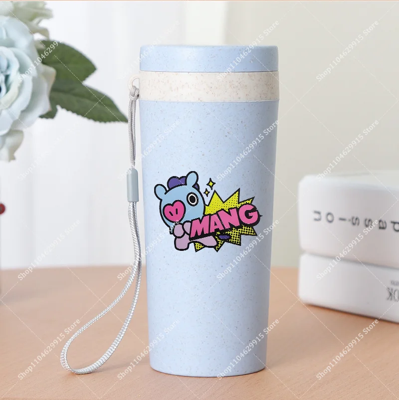 350ml BT21 Portable Water Bottle COOKY TATA RJ Cute Anime Leak-proof Plastic Drinking Cup Milk Coffee Juice Cup Drinkware Gift