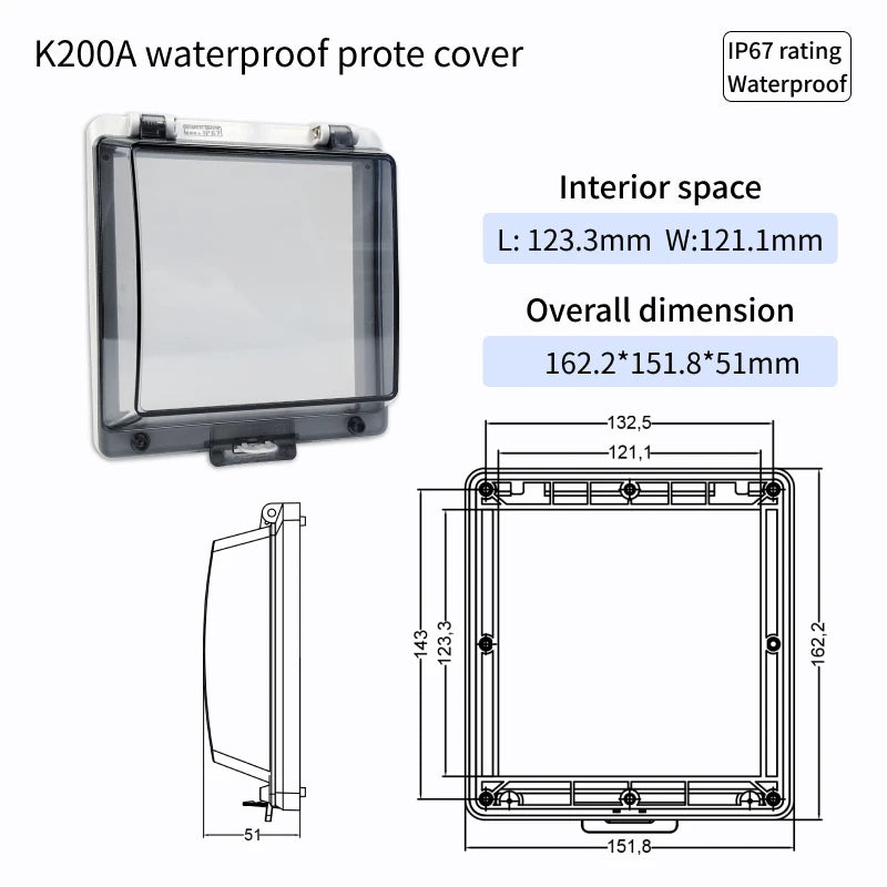 Outdoor Waterproof Window Cover with Lockable Circuit Breaker Electrical Box, Transparent Cover for IP67-Rated Button and Instru
