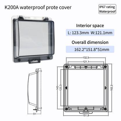 Outdoor Waterproof Window Cover with Lockable Circuit Breaker Electrical Box, Transparent Cover for IP67-Rated Button and Instru
