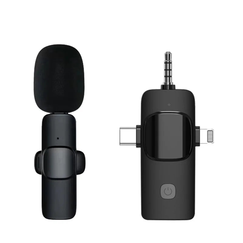 3in1 Wireless Microphone for iPhone Android Cameras Wireless Microphone for Interviews Vlog Noise Cancelling Lavalier Microphone