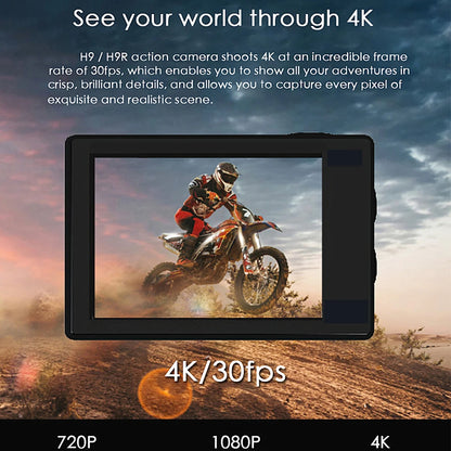 Ultra HD 4K Action Camera H9R WiFi 12MP 2" LCD 30M  Waterproof 170D Remote Control Helmet Bicycle Video Camera Outdoor Sport Cam