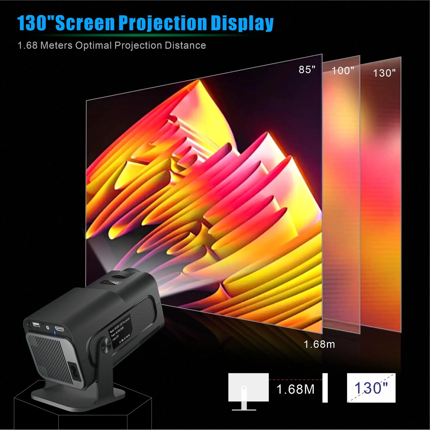 Salange HY320 MINI Android 14.0 Projector LED Beamer Home Cinema 300ANSI 720P WIFI Smart TV HD 1080P 4K Movie