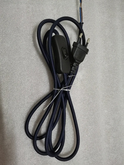 2m AC 220-250V EU Power Cord with Switch Fabric Covered Electrical Power Cable For DIY Table Lamp Cord