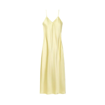 Women's Satin Midi Dress, V Neck, Thin Straps, Backless, Female Dresses, Sexy Fashion