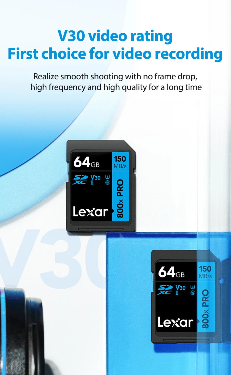 Lexar SD Card 800x Pro Read 150MB/s SDXC Flash Card 64GB 128GB 256GB V30 UHS-I SDHC 32GB Memory Card Storage Card For Camera