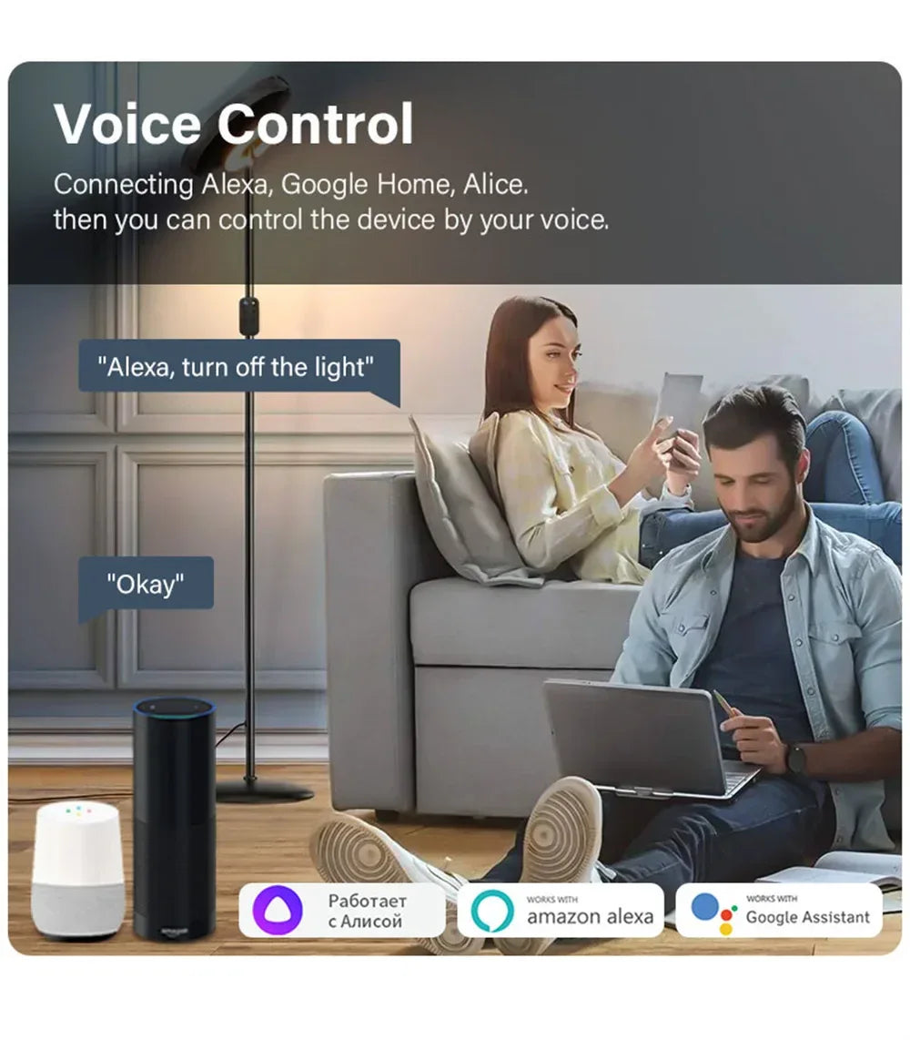 AUBESS Tuya WiFi Smart Switch 16A DIY Breaker Relay Module Smart Home Smart Life App 2 Way Remote Control Via Alexa Google Home