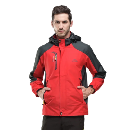Men's Autumn Hiking Jacket Hooded Removable Waterproof Lightweight Rain Coat Trekking Outdoor Camping Casual Sportswear