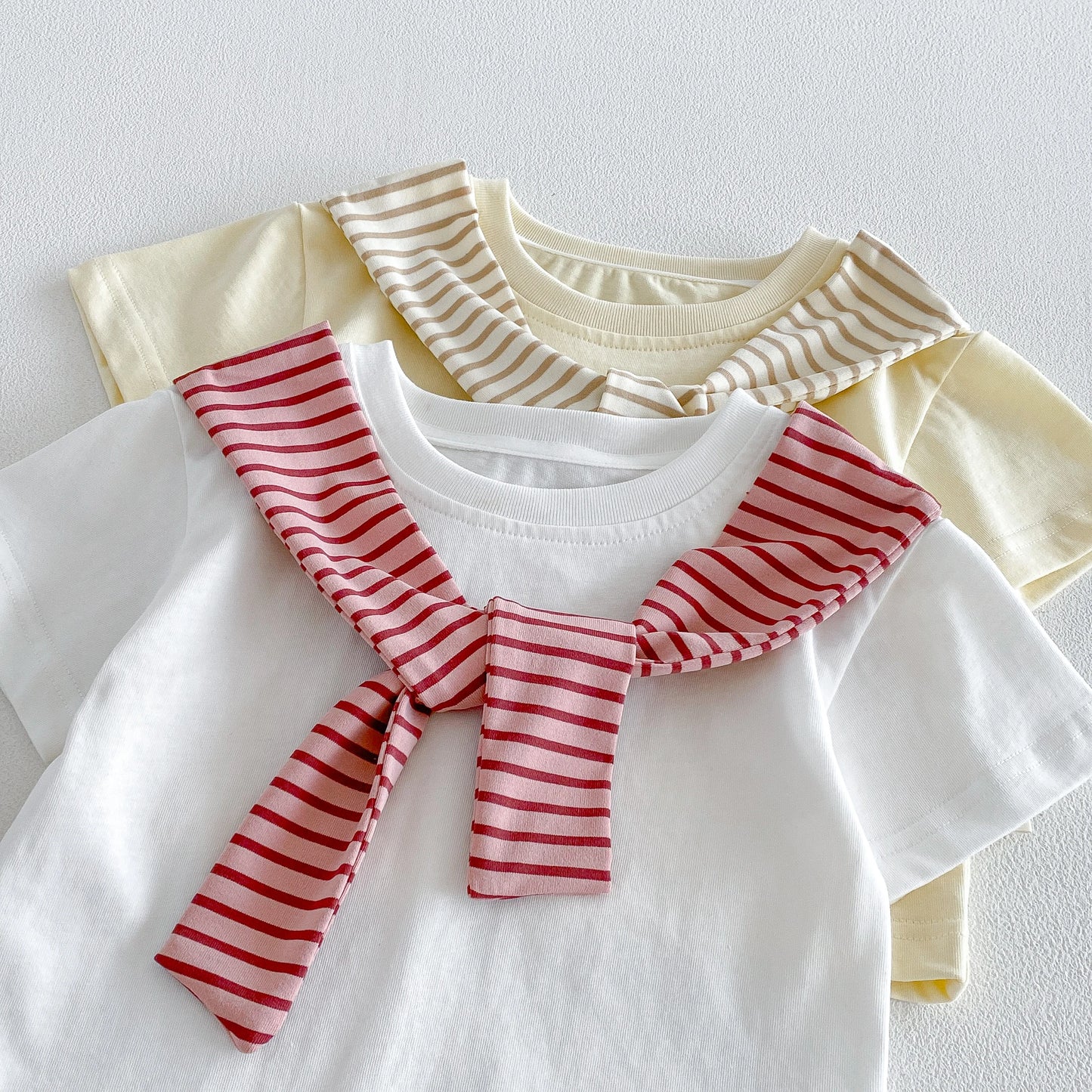 Summer new style baby striped shawl short sleeve wide leg pants two-piece set Korean version girl fashionable suit