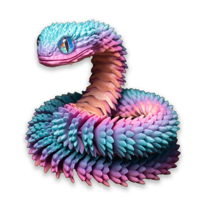 3D Random colored eyes Printed Snake Movable Joint Simulation Snake Figurine Creative Home Office Desktop Ornament