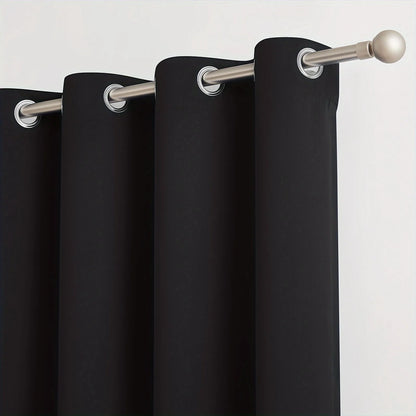 2panels Solid 100% Blackout Curtain - Curtains for Bedroom, Living Room Decor - UV Protection, Easy Sliding and Stylish Design