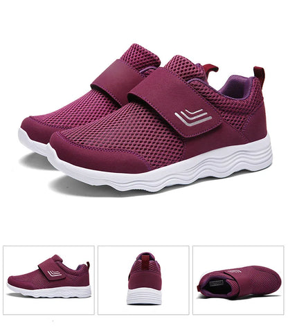 Men's Lightweight Sneakers With Hook And Loop Fastener, Casual Breathable Mesh Comfy Trendy Anti-skid Shoes For Walking