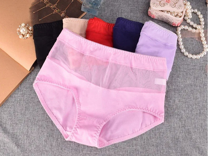 Large Size 110 Kg Triangle Underwear Women's Mesh High Waist Hip Fat Transparent Sexy Lingerie sexy panties  women panties
