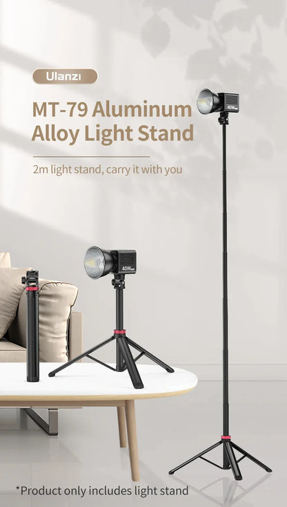 Ulanzi MT-79 2M Aluminum Alloy Light Stand Protable Tripod Stand for DSLR Smartphone Camera LED Video Light Flash Projector