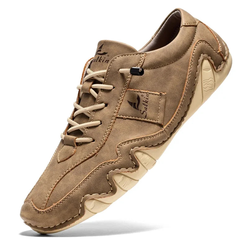 2024 Hand Sewn Leather Shoes for Men Light Outdoor Walking Casual Shoes Big Size 47 48 Slip-On Driving Loafers Men
