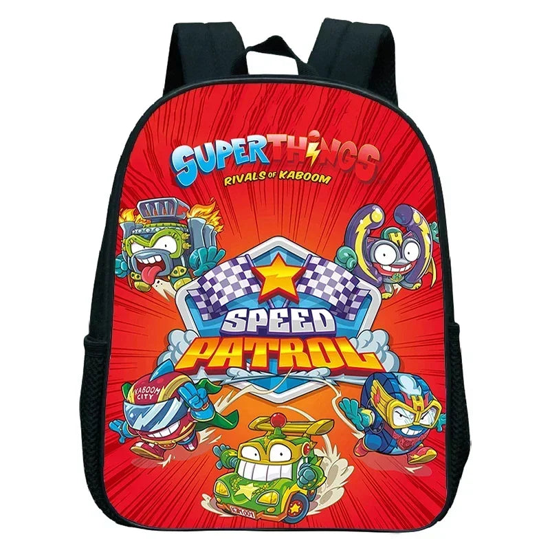 SuperThings Backpack Toddler Cartoon Schoolbag Boys Girls Kindergarten Bag Waterproof Kids Bookbag 12 Inch
