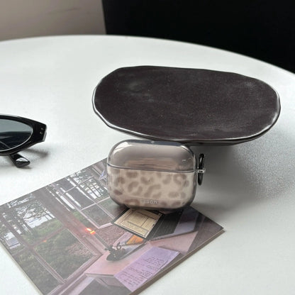 Simple Chic Transparent Grey Leopard Print Pattern Protective Earphone Case Cover for AirPods 1 2 3 4 Pro Pro2 Pro3