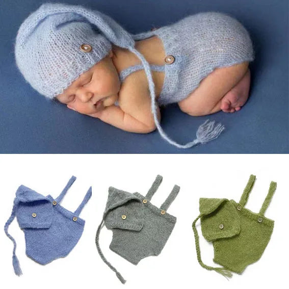 2pcs/set  Crochet Newborn Outfit  Newborn Photography Props Knitted Wool Hat Clothing Costume  Shooting  Bebes Accesorios