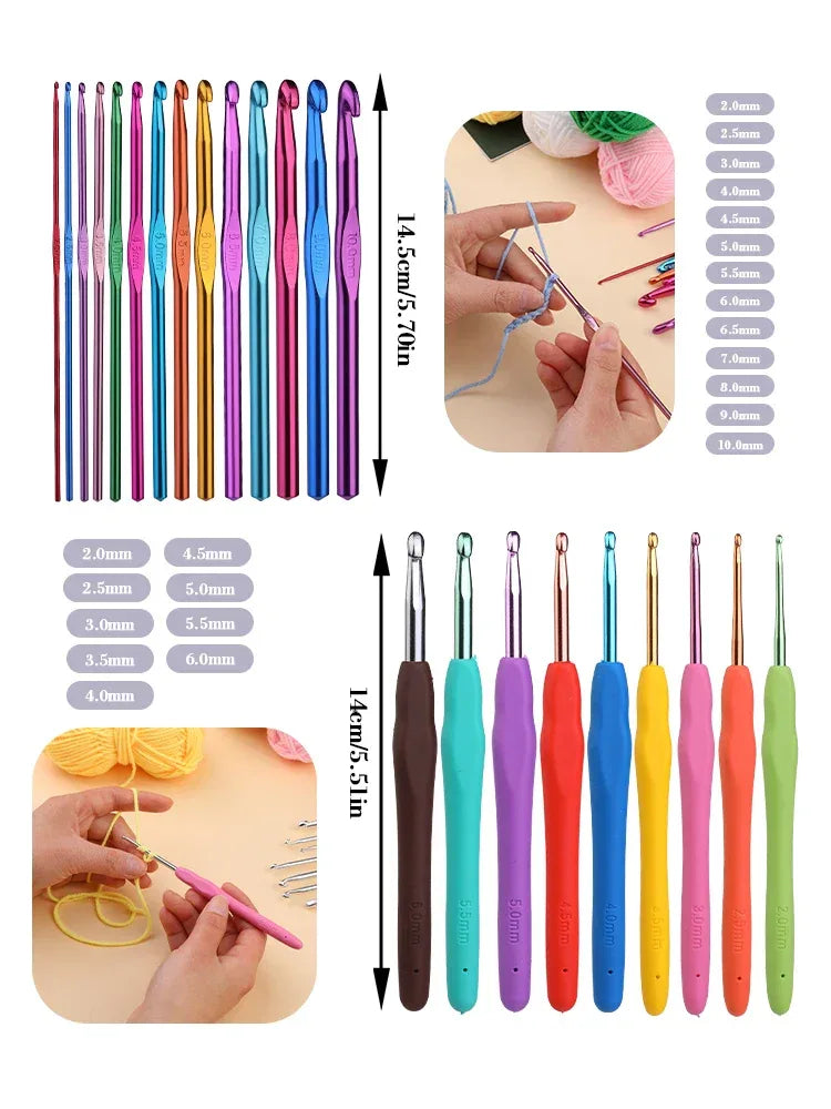 KRABALL Knitting Crochet Hook Set Home Use Sewing Tool DIY Craft Crochet Knit Markers Needles Tools Weaving Accessories With Bag