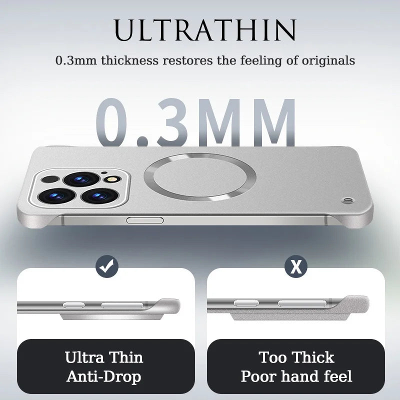 New Slim Thin Matte Metal Painted PC Magnetic Case For Magsafe iPhone 17 Air 17 16 15 14 13 12 Pro Max Plus Frameless Cover