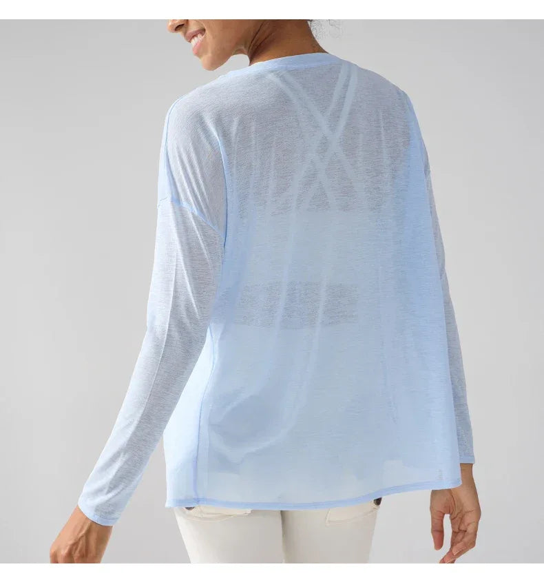 Gym Sports Tops Workout T-shirts Women Yoga Clothing Running Loose Slim Quick Dry Training Long Sleeve Blouse Fitness Tops👚